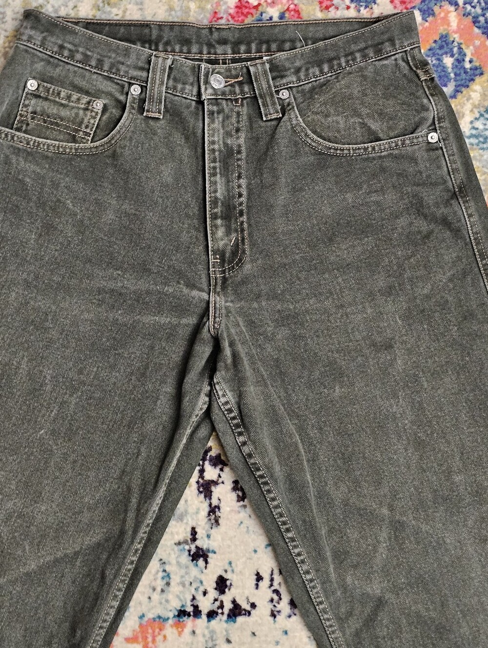 VTG 1995 Levi's L2 Forest Green Jeans Mens Tag 33x30 MEASURES 31x30 Baggy Loose - Picture 4 of 16